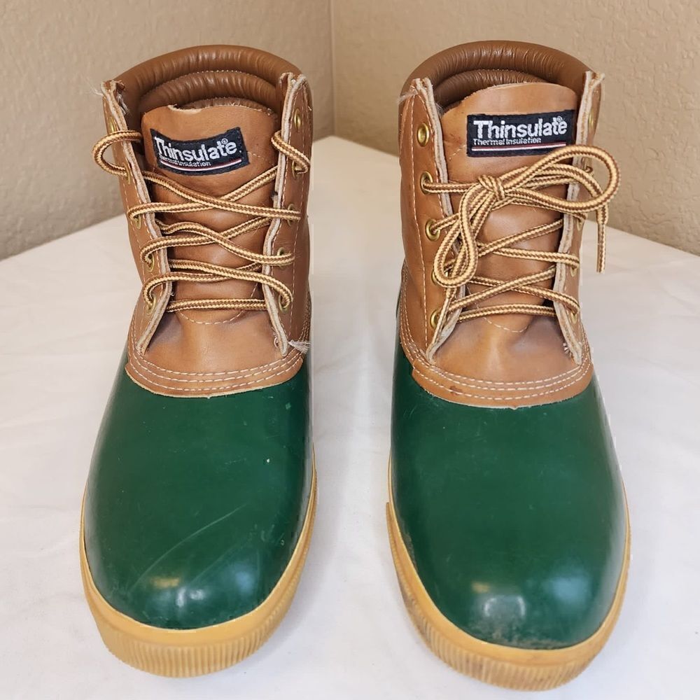 Vintage- Lands’ End- Green Thinsulate Women’s Duck Boots, Size 8